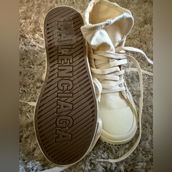 Balenciaga Shoes - Balenciaga Off-White High-Top Sneakers